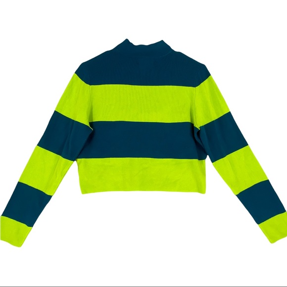 Victor Glemaud X Target Striped Mock Turtleneck Pullover Sweater Teal/Lime Sz M - Picture 10 of 11